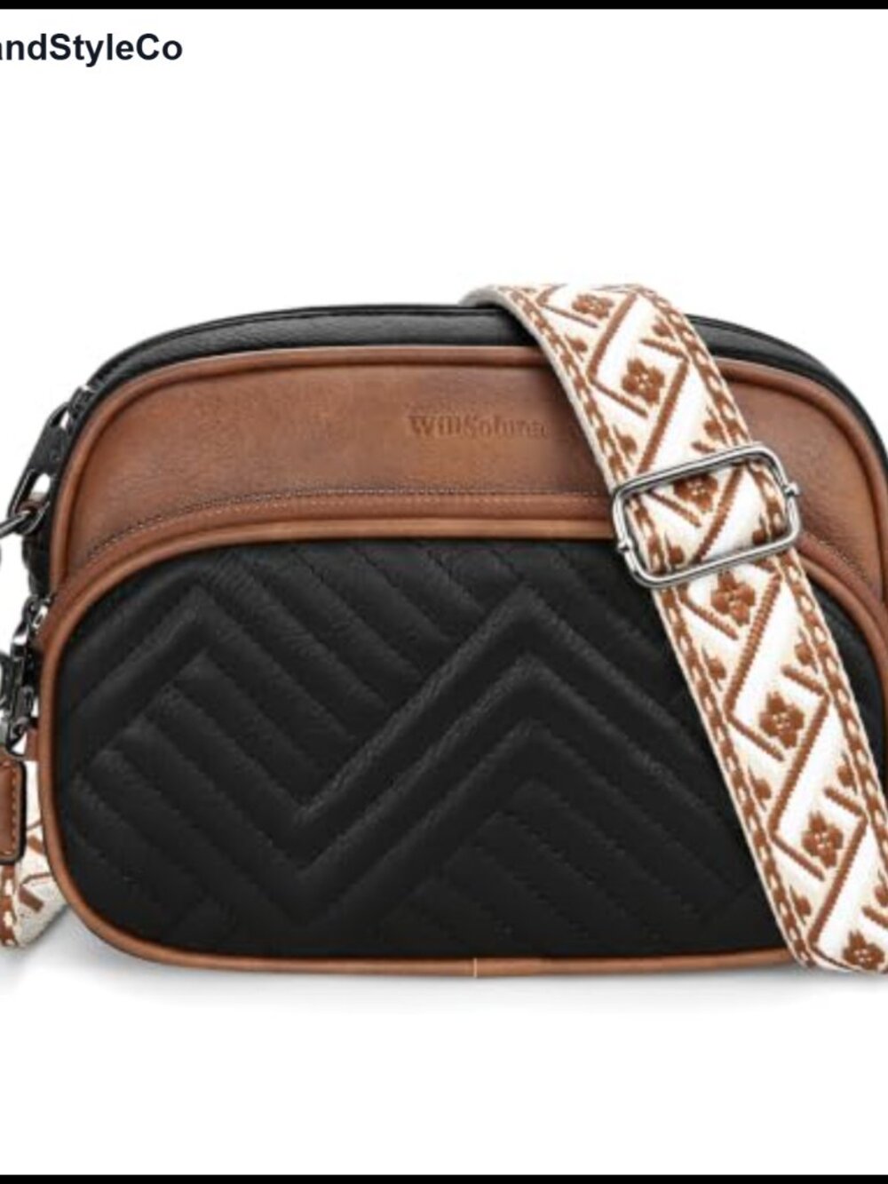 Faux Leather Crossbody Bag Anti-Theft Small Purse Wide Strap